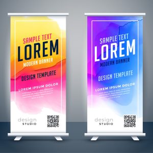 abstract watercolor standee roll up banner design