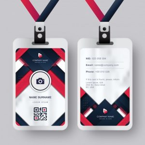 Premium Vector _ Modern id card with red blue navy absract background